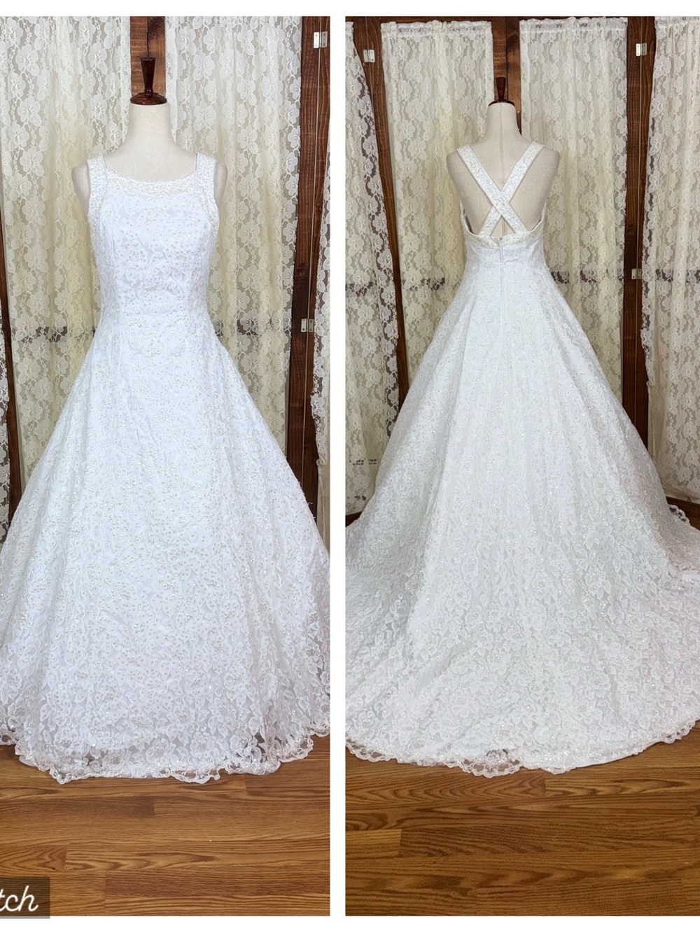 Gorgeous Vintage 90s Sequin and Lace Wedding Gown